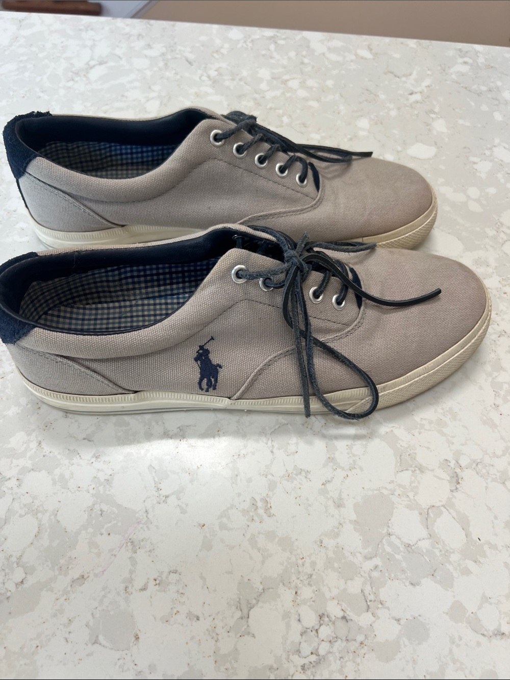 Polo by Ralph Lauren Men’s Grey Canvas Sneakers with Navy Accents
